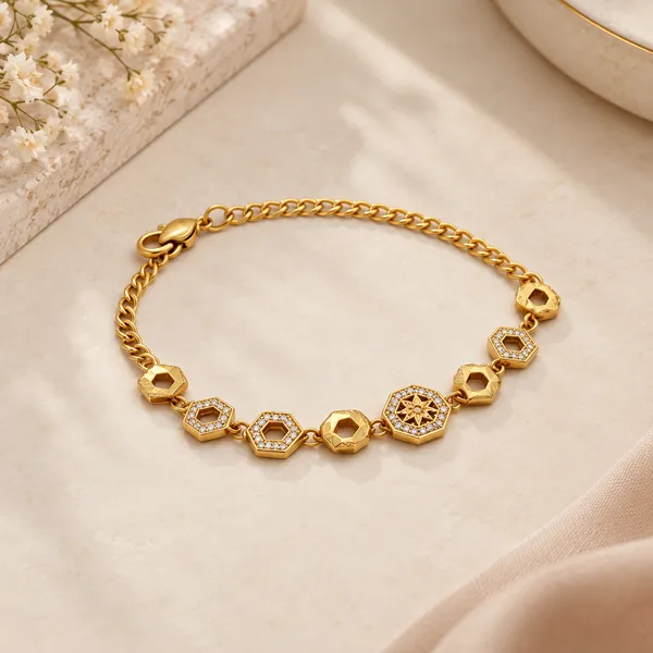 Gold_Alloy_Hexagonal_Geometric_Bracelet_For_Women