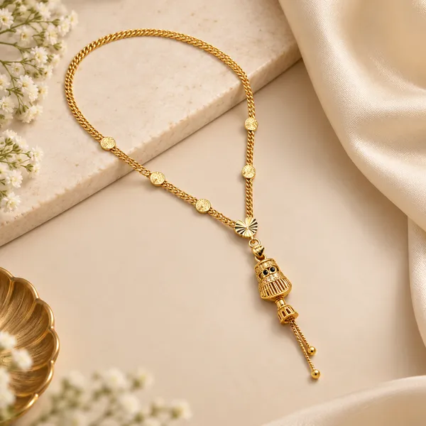 Gold_Alloy_Sunburst_Cylindrical_Pendant_Necklace_For_Women