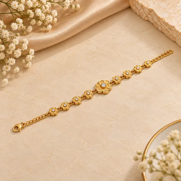 Gold_Alloy_Floral_Link_Bracelet_For_Women