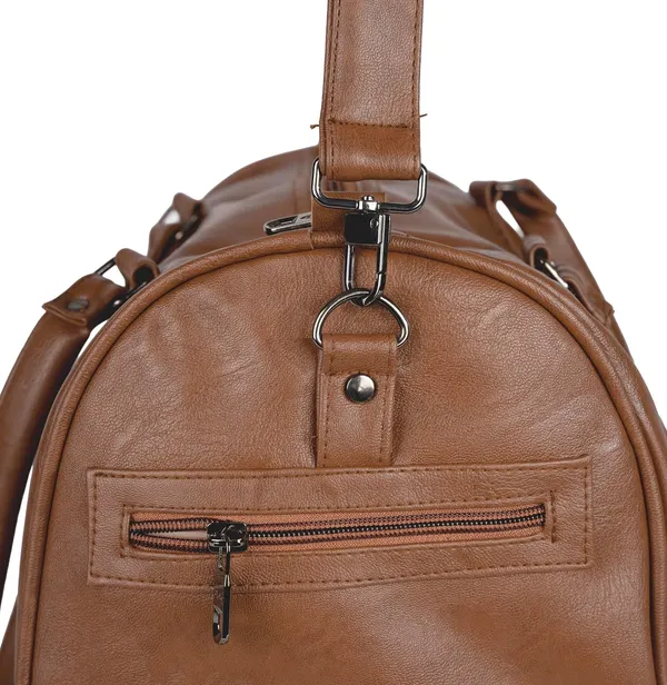 Travel_Duffle_Bag_For_Men_Women_30l_Rexine_Material_Lightweight_Waterproof_Carry_Bag_With_4_Compartments_Gym_Bag_Weekender_Bag_Cabin_Luggage_Overnight_Travel_Bag_Tan