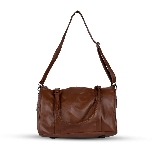 Travel_Duffle_Bag_For_Men_Women_30l_Rexine_Material_Lightweight_Waterproof_Carry_Bag_With_4_Compartments_Gym_Bag_Weekender_Bag_Cabin_Luggage_Overnight_Travel_Bag_Brown