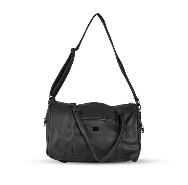 Travel_Duffle_Bag_For_Men_Women_30l_Rexine_Material_Lightweight_Waterproof_Carry_Bag_With_4_Compartments_Gym_Bag_Weekender_Bag_Cabin_Luggage_Overnight_Travel_Bag_Black