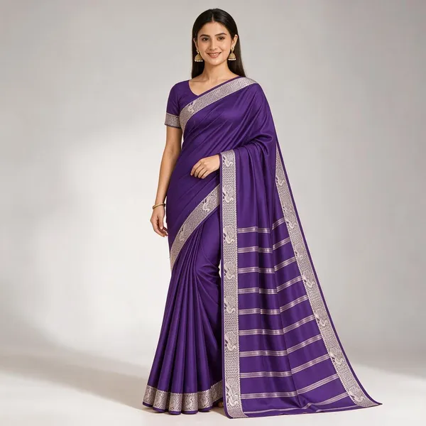 Purple_Semi_Crepe_Woven_Border_Saree_For_Women