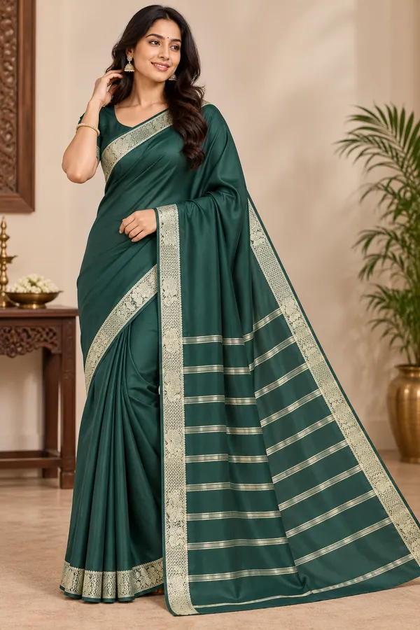 Green_Semi_Crepe_Traditional_Saree_For_Women