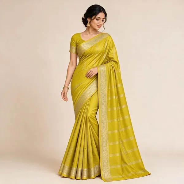 Yellow_Semi_Crepe_Traditional_Saree_For_Women