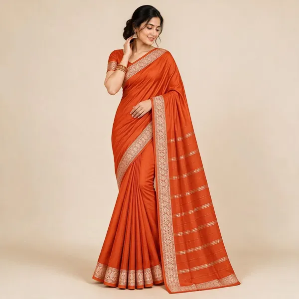 Orange_Semi_Crepe_Traditional_Saree_For_Women