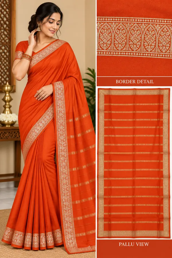 Orange_Semi_Crepe_Traditional_Saree_For_Women