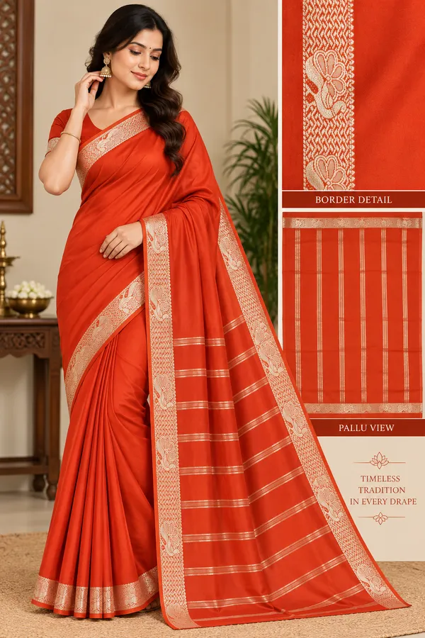 Red_Semi_Crepe_Traditional_Saree_For_Women