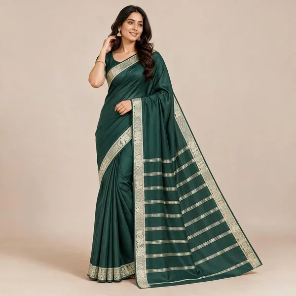 Green_Semi_Crepe_Traditional_Saree_For_Women
