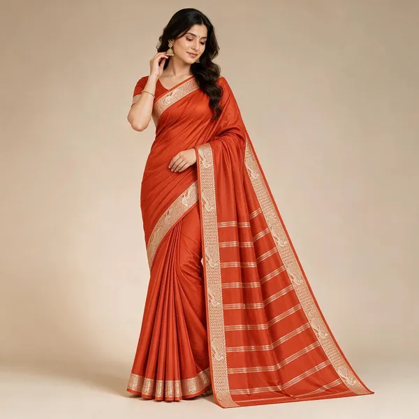 Red_Semi_Crepe_Traditional_Saree_For_Women