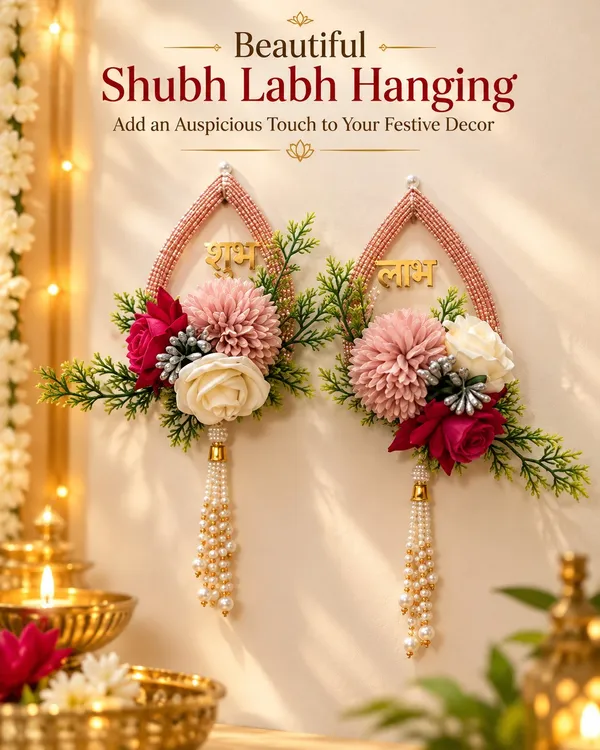 Golden_Drop_With_Artifical_Flower_Shubh_Labh