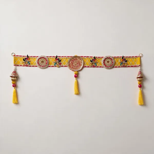 Yellow_Jute_Toran_With_Wood_Laxmi_Ganesh_Dwar_Toran