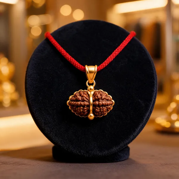 2_Mukhi_Rudraksha_Pendant_With_Red_Cord
