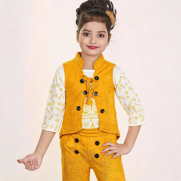 Yellow_Cotton_Solid_Top_Pant_Set_For_Girls