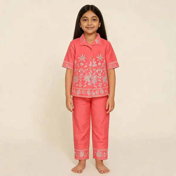 Pink_Cotton_Embroidered_Kurta_Pant_For_Girls
