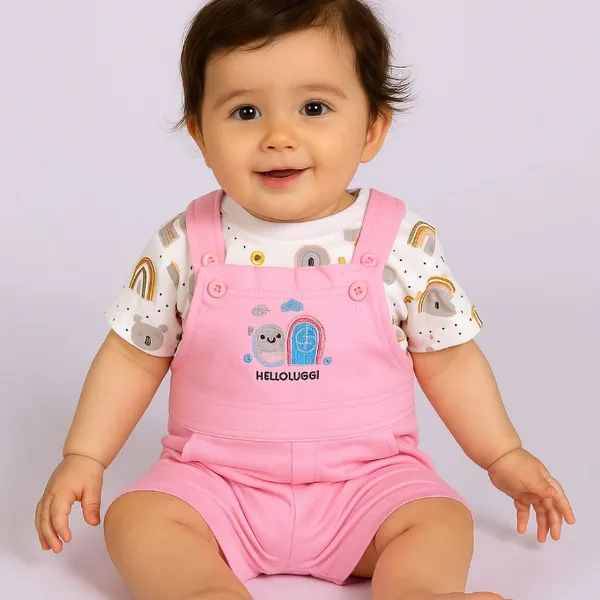 Pink_Cotton_Polka_Print_Dungaree_For_Baby_Boys_&_Girls
