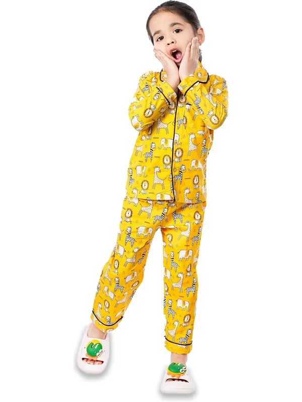 Yellow_Cotton_Printed_Nightwear_For_Girls