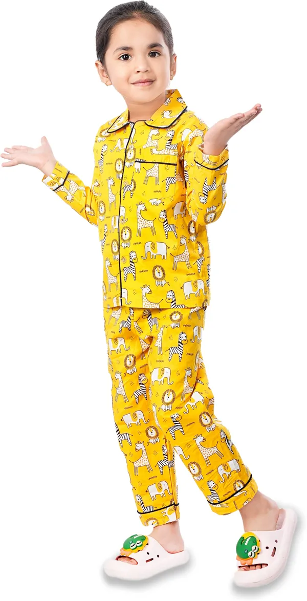 Yellow_Cotton_Printed_Nightwear_For_Girls