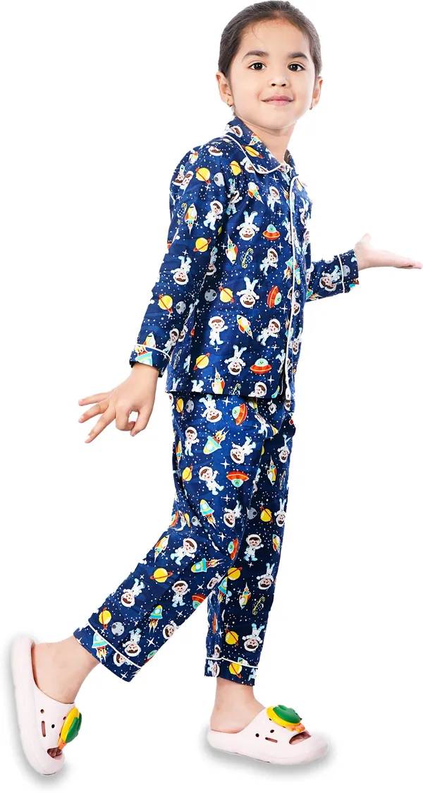 Dark_Blue_Cotton_Printed_Nightwear_Set_For_Girls