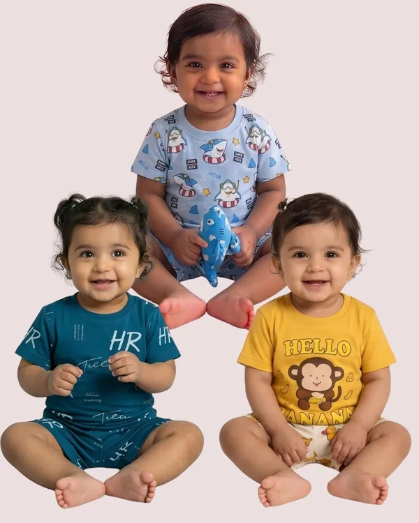 Multicolor_Cotton_Printed_Nightwear_For_Baby_Boys_And_Girls_Pack_Of_3