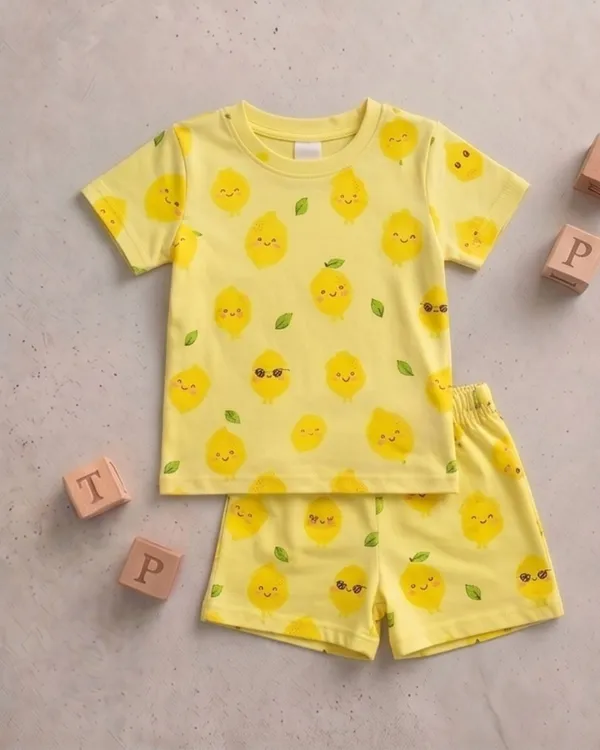 Yellow_Cotton_Relaxed_Fit_Printed_Nightwear_For_Baby_Boys/Girls