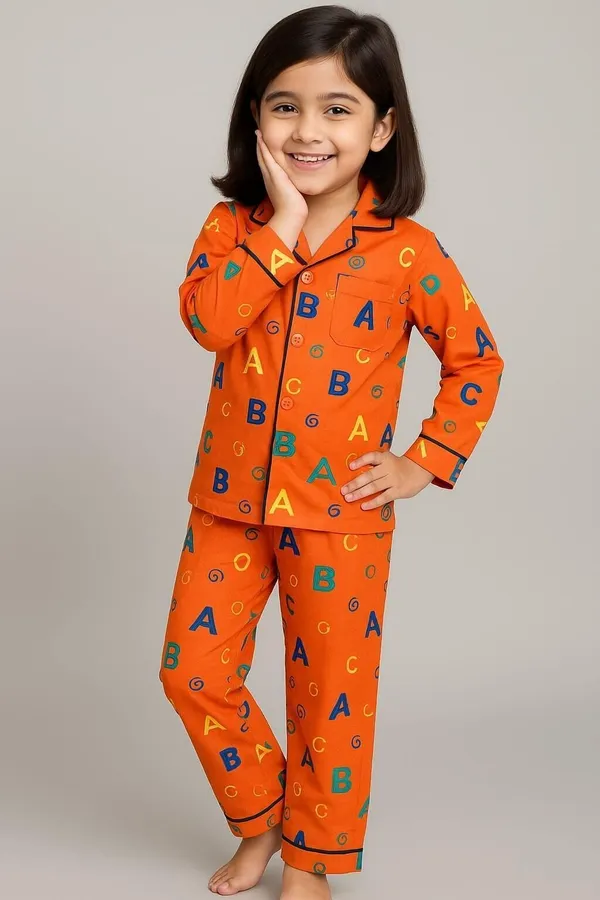 Orange_Cotton_Printed_Nightwear_For_Girls