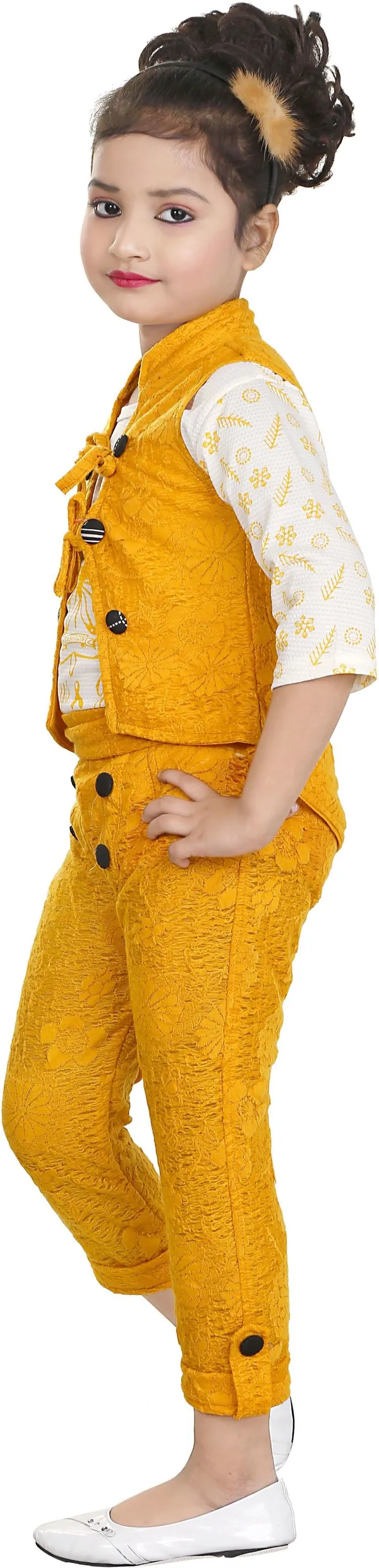 Yellow_Cotton_Solid_Top_Pant_Set_For_Girls