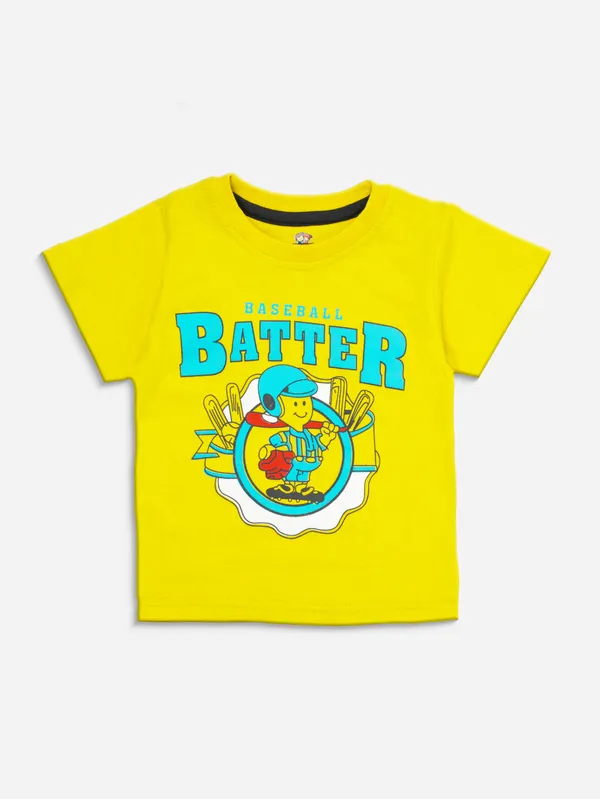 Yellow_Cotton_Casual_T-Shirt_Shorts_Set_For_Baby_Boys/Girls_Pack_Of_2