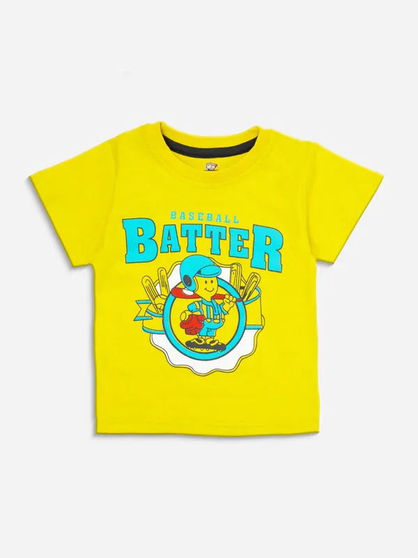 Yellow_Cotton_Printed_T-Shirt_Shorts_Set_For_Boys_Pack_Of_2