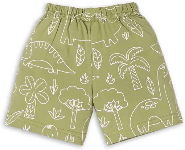 Green_Cotton_Printed_T-Shirt_Shorts_Set_For_Baby_Boys/Girls
