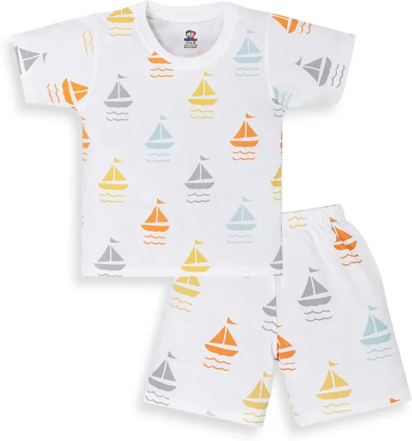 White_Cotton_Printed_Shirt_Shorts_Set_For_Baby_Boys_&_Girls