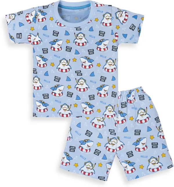 Blue_Cotton_Printed_T-Shirt_Shorts_Set_For_Baby_Boys