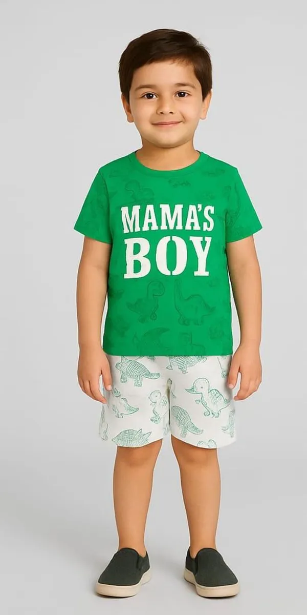 Green_Cotton_Casual_T-Shirt_Shorts_Set_For_Baby_Boys/Girls_Pack_Of_2