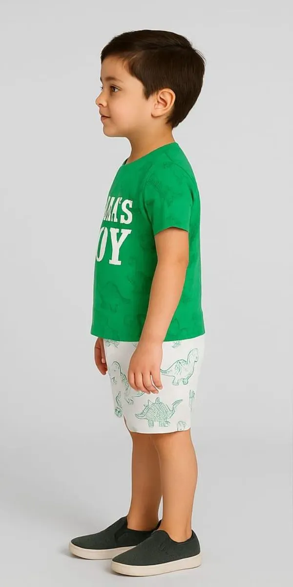 Green_Cotton_Casual_T-Shirt_Shorts_Set_For_Baby_Boys/Girls_Pack_Of_2