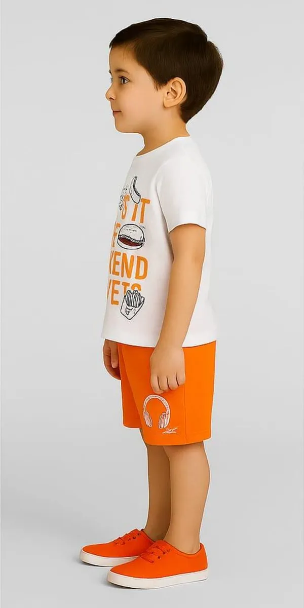White_Cotton_Casual_T-Shirt_Shorts_Set_For_Baby_Boys/Girls_Pack_Of_2