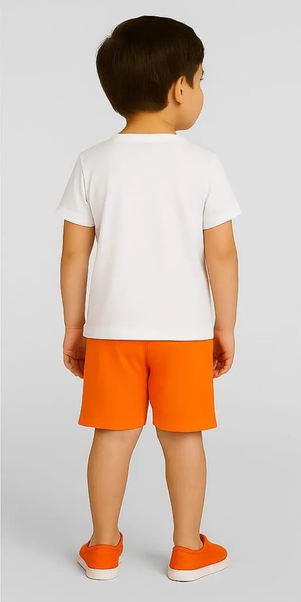 White_Cotton_Casual_T-Shirt_Shorts_Set_For_Baby_Boys/Girls_Pack_Of_2