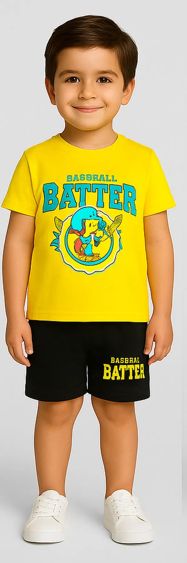 Yellow_Cotton_Casual_T-Shirt_Shorts_Set_For_Baby_Boys/Girls_Pack_Of_2