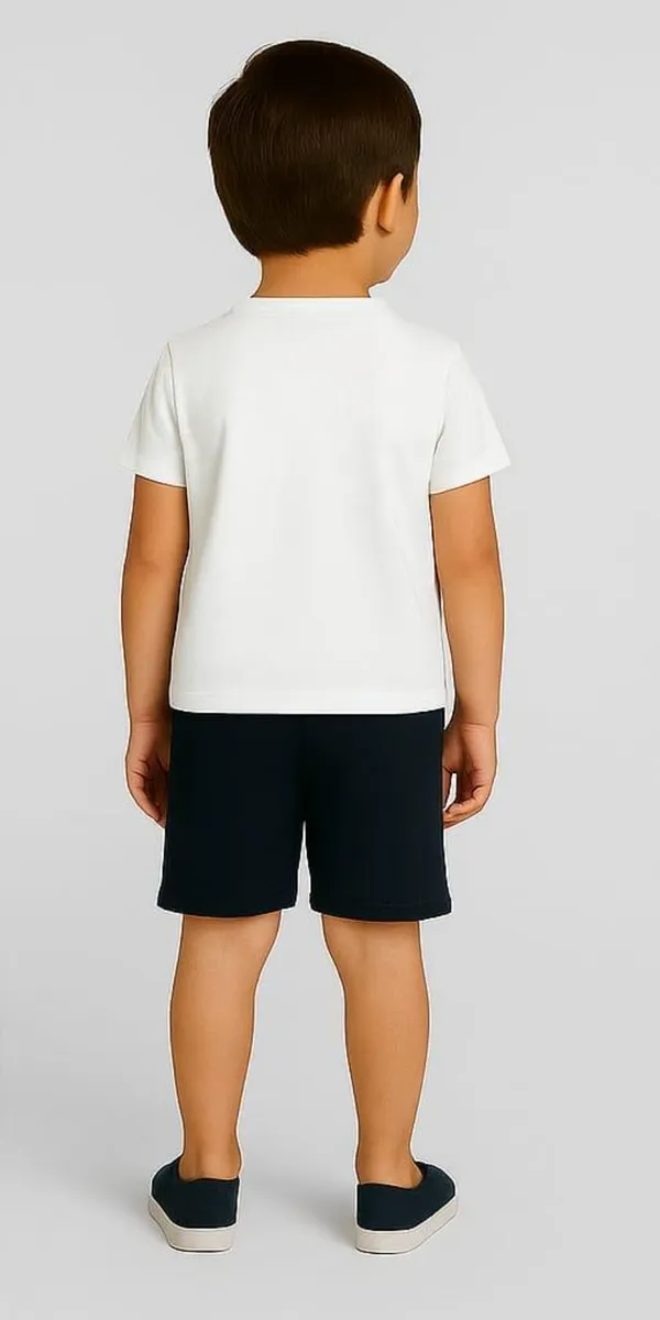 White_Cotton_Casual_T-Shirt_Shorts_Set_For_Baby_Boys/Girls_Pack_Of_2