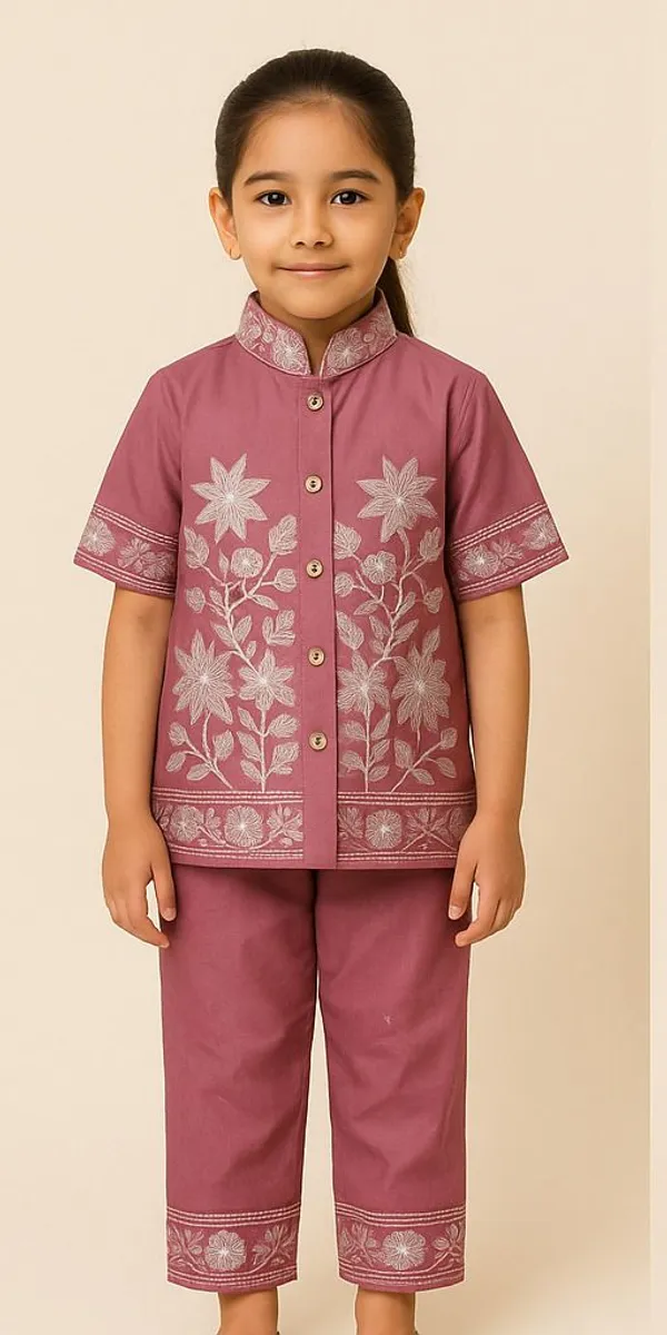 Pink_Cotton_Embroidered_Ethnic_Kurta_Pant_Set_For_Girls