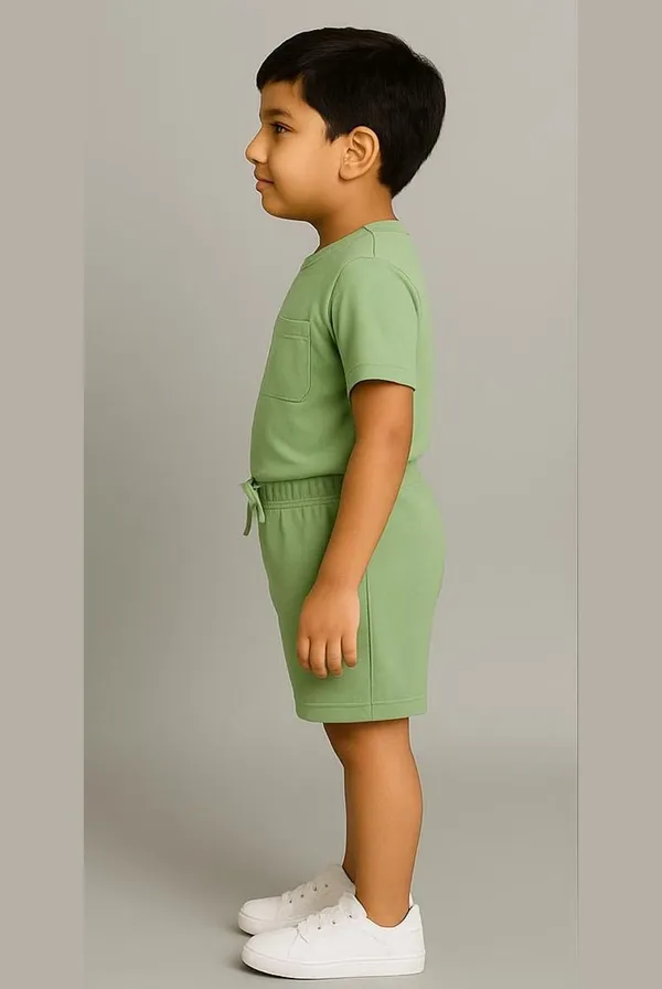 Green_Cotton_Coord_Casual_T-Shirt_Shorts_Set_For_Boys
