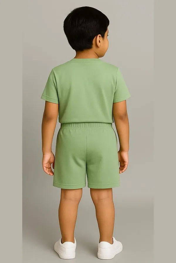Green_Cotton_Coord_Casual_T-Shirt_Shorts_Set_For_Boys