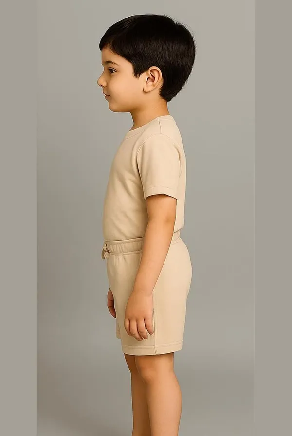 Beige_Cotton_Regular_Fit_Shirt_Shorts_For_Boys