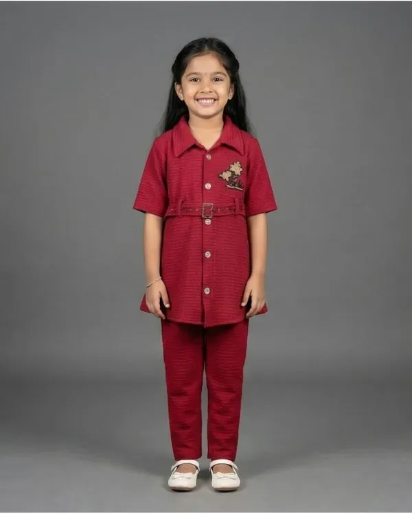 Maroon_Cotton_Casual_Co-Ord_Top_Pant_Set_For_Girls