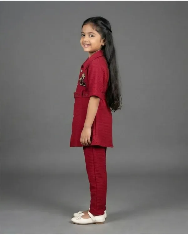 Maroon_Cotton_Casual_Co-Ord_Top_Pant_Set_For_Girls