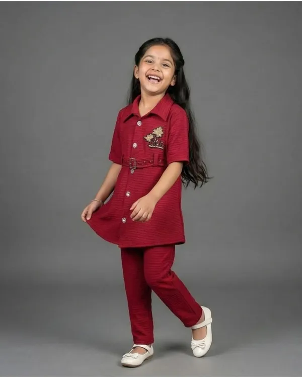 Maroon_Cotton_Casual_Co-Ord_Top_Pant_Set_For_Girls