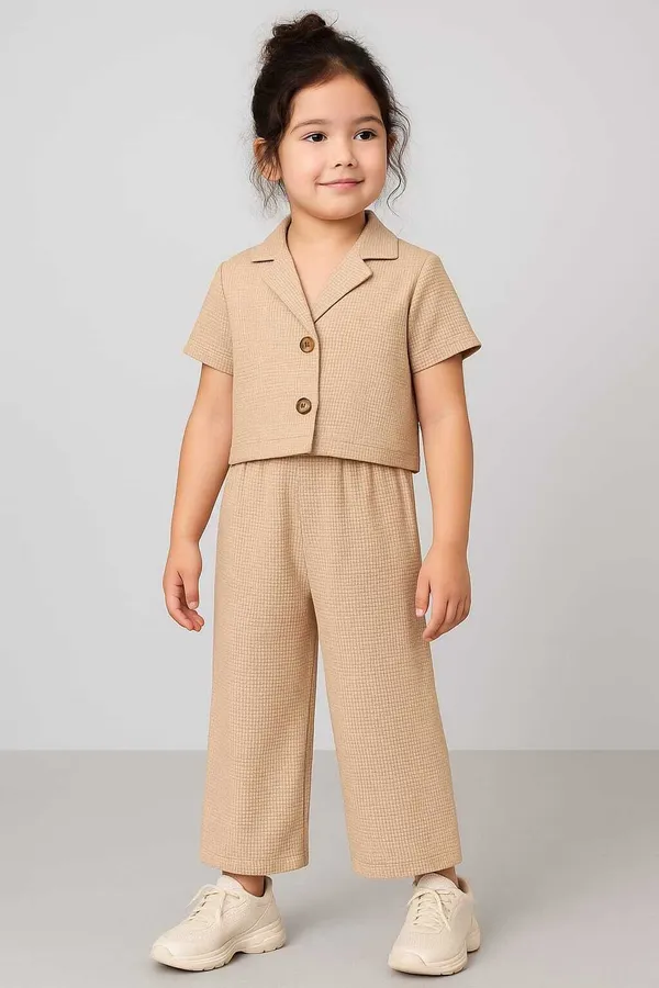 Beige_Cotton_Casual_Shirt_Pant_Set_For_Girls