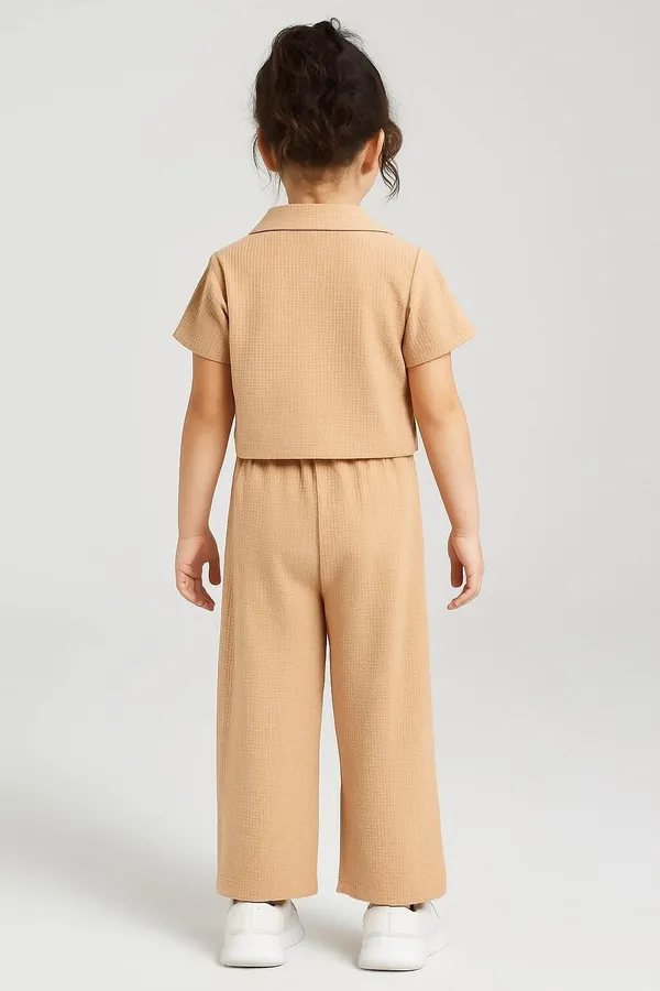 Beige_Cotton_Casual_Shirt_Pant_Set_For_Girls