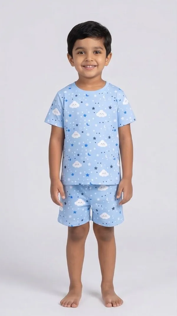 Blue_Cotton_Casual_T-Shirt_Shorts_Set_For_Boys_Pack_Of_2