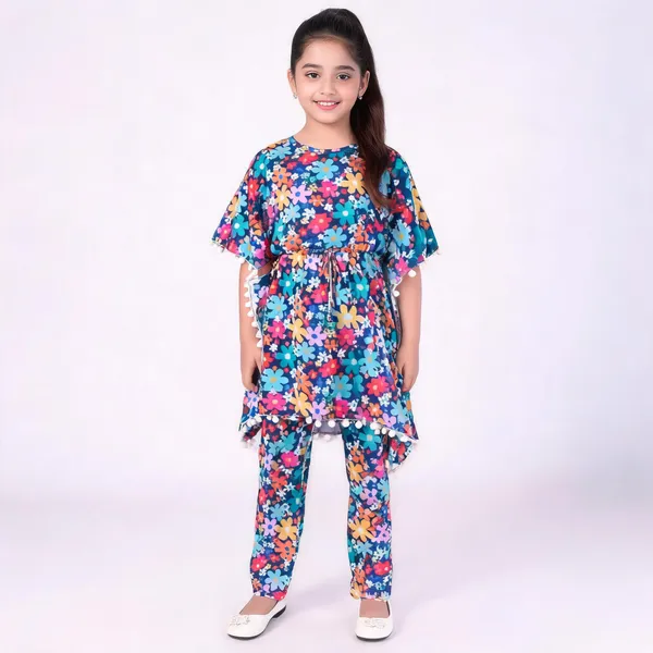 Multicolor_Cotton_Kaftan_Style_Nightwear_For_Girls