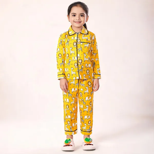Yellow_Cotton_Printed_Nightwear_For_Girls